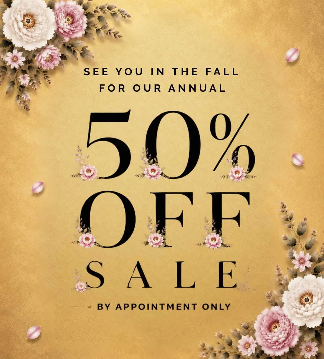 Sale banner at Golden Asp Prom